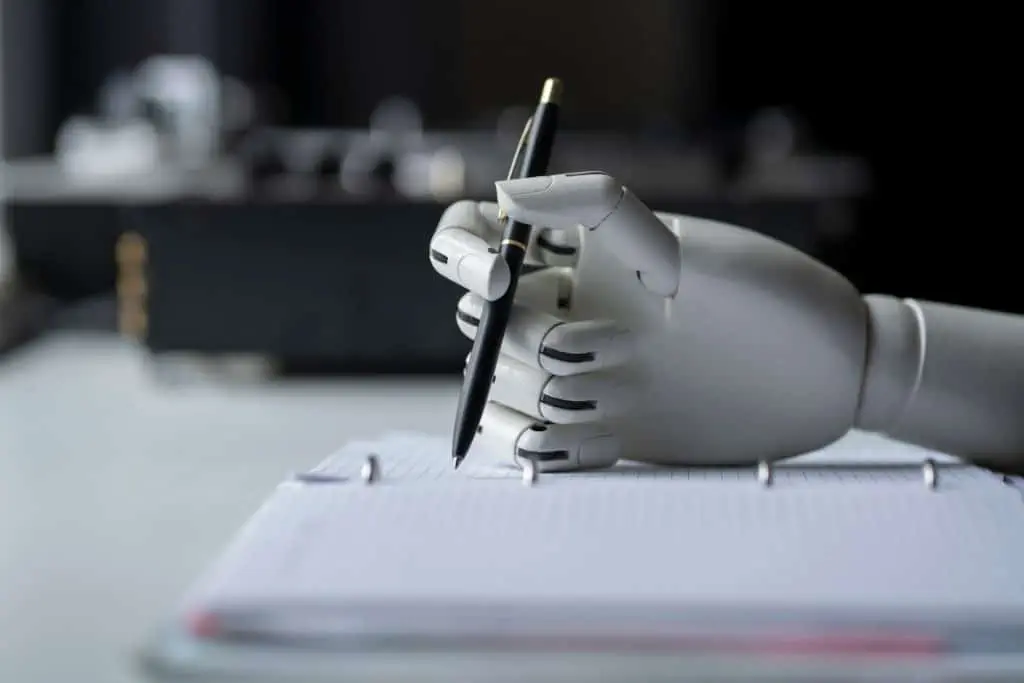 AI writing down some notes with pen