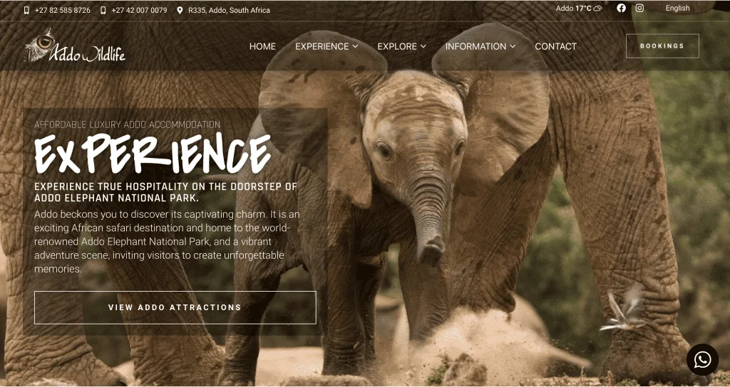 Game Reserve Website Design