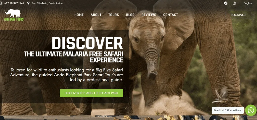 port elizabeth tour company website designs